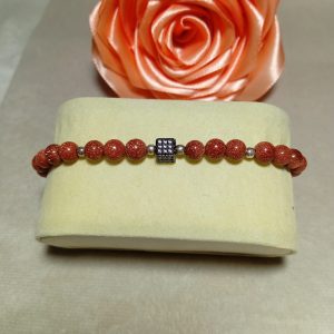 Brățară handmade reglabilă de bărbați cu mărgele goldston și accesorii din argint 925