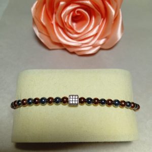 Brățară handmade reglabilă cu hematit și accesorii din argint.925 pentru bărbați