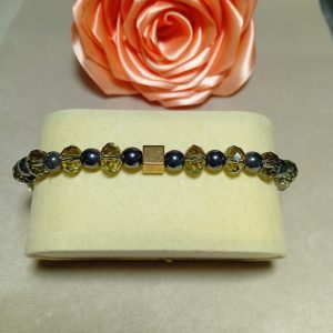 Brățară handmade reglabilă cu hematit și cristale Presiosa de bărbați