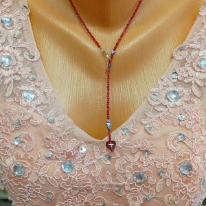 Colier handmade din rubin și accesorii din argint cu prelungire