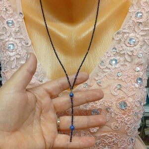 Colier handmade din Goldston bello cu bile de lapislazuli și accesorii din argint 925 preț