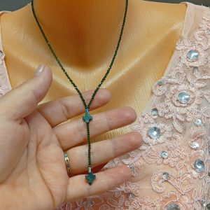 Colier handmade din Goldston și crucea de hematit și accesorii din argint 925