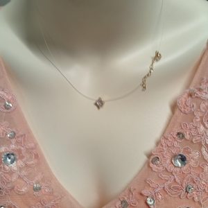 Colier handmade din fir transparent cu accesorii din argint 925  cu prelungire