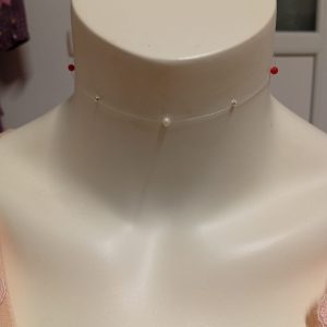 Colier handmade din fir transparent pentru perle de cultură și coral și accesorii din argint 925 cu prelungire