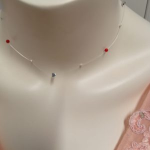 Colier handmade din fir transparent pentru perle de cultură și coral și accesorii din argint 925 cu prelungire