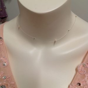 Colier handmade din fir transparent cu accesorii din argint 925 cu prelungire cu perle de cultură