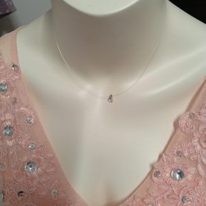 Colier handmade din fir transparent cu accesorii din argint 925 și prelungire cu mărgică de cristal  Presiosa