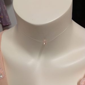 Colier handmade din fir transparent cu accesorii din argint 925 și prelungire cu mărgică de cristal  Presiosa