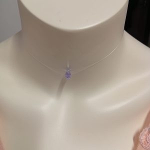 Colier handmade din fir transparent cu accesorii din argint 925 și prelungire cu mărgică de cristal  Presiosa