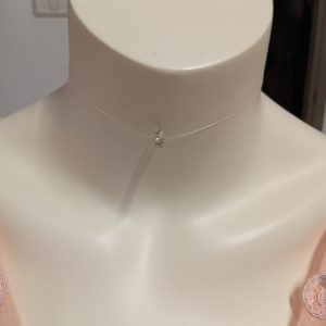 Colier handmade din fir transparent cu accesorii din argint 925 și prelungire cu mărgică de cristal  Presiosa